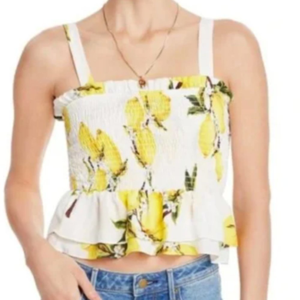 Helen Owen x Aqua Smocked Lemon Tank Top, Size L, NWOT, Never Worn!